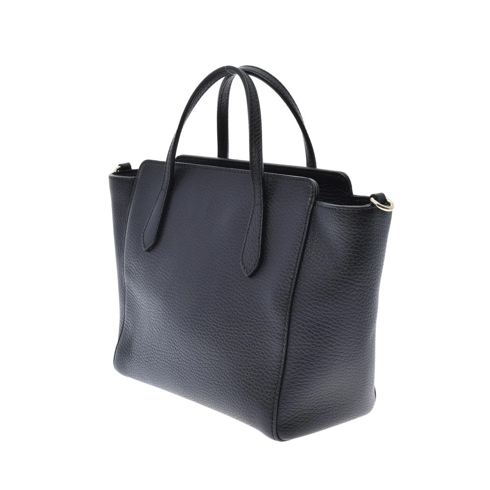 Gucci Swing Bag Tote Black Calfskin Black